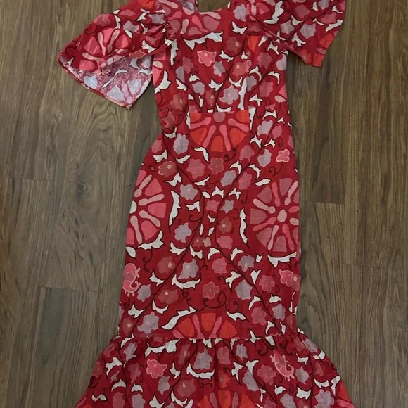 RHODE Red Floral Midi Dress - Picture 1 of 4
